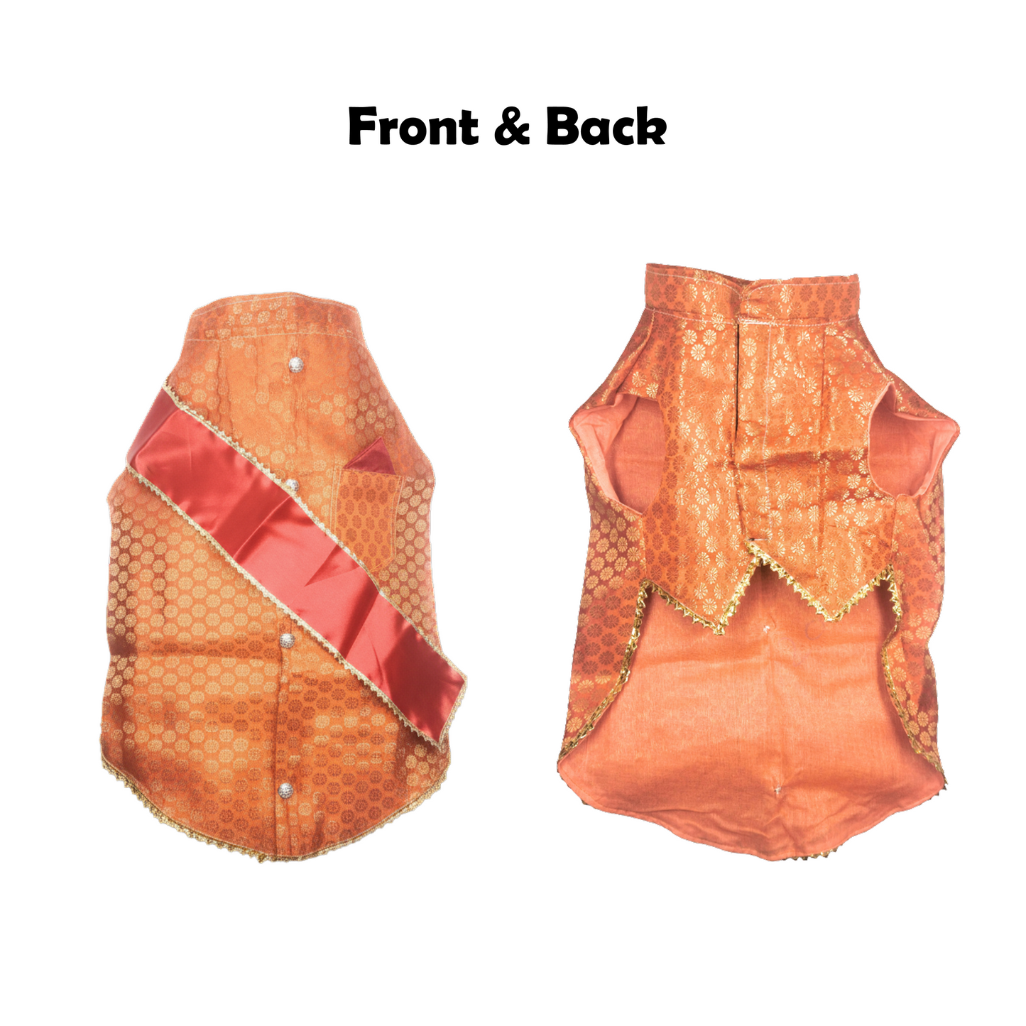 Nootie Festive Sherwani with Chunni for Pets – Orange | Stylish Outfit for Weddings & Festivals