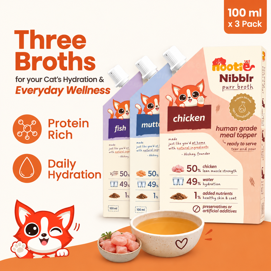 Nootie Nibblr Cat Broth Assorted Broth Pack - Mutton, Chicken and Fish