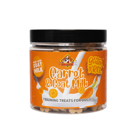 Nootie Gluten Free Training Treats for Dogs, Treats for All Life Stages Carrot & Goat Milk Flavour 220 Gm Box