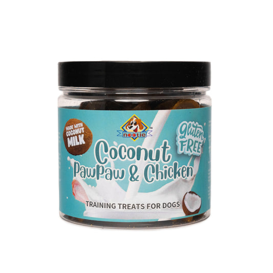 Nootie Gluten Free Treats for Dogs, for All Life Stages Coconut Pawpaw & Chicken Flavour 220 Gm Box