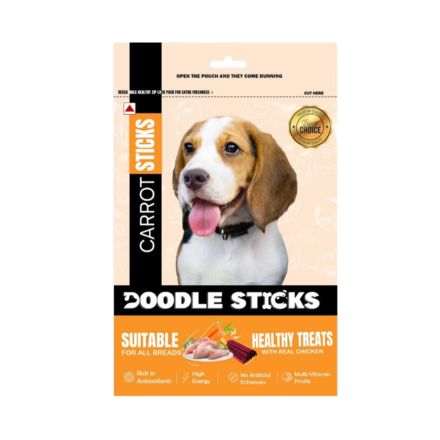 Nootie Doodle Sticks – Real Chicken & Carrot Dog Treats (70g) | Healthy, Collagen-Rich, Gluten-Free Snack for All Breeds