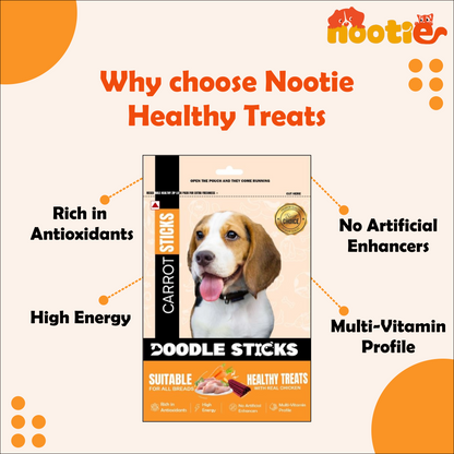 Nootie Doodle Sticks – Real Chicken & Carrot Dog Treats (70g) | Healthy, Collagen-Rich, Gluten-Free Snack for All Breeds
