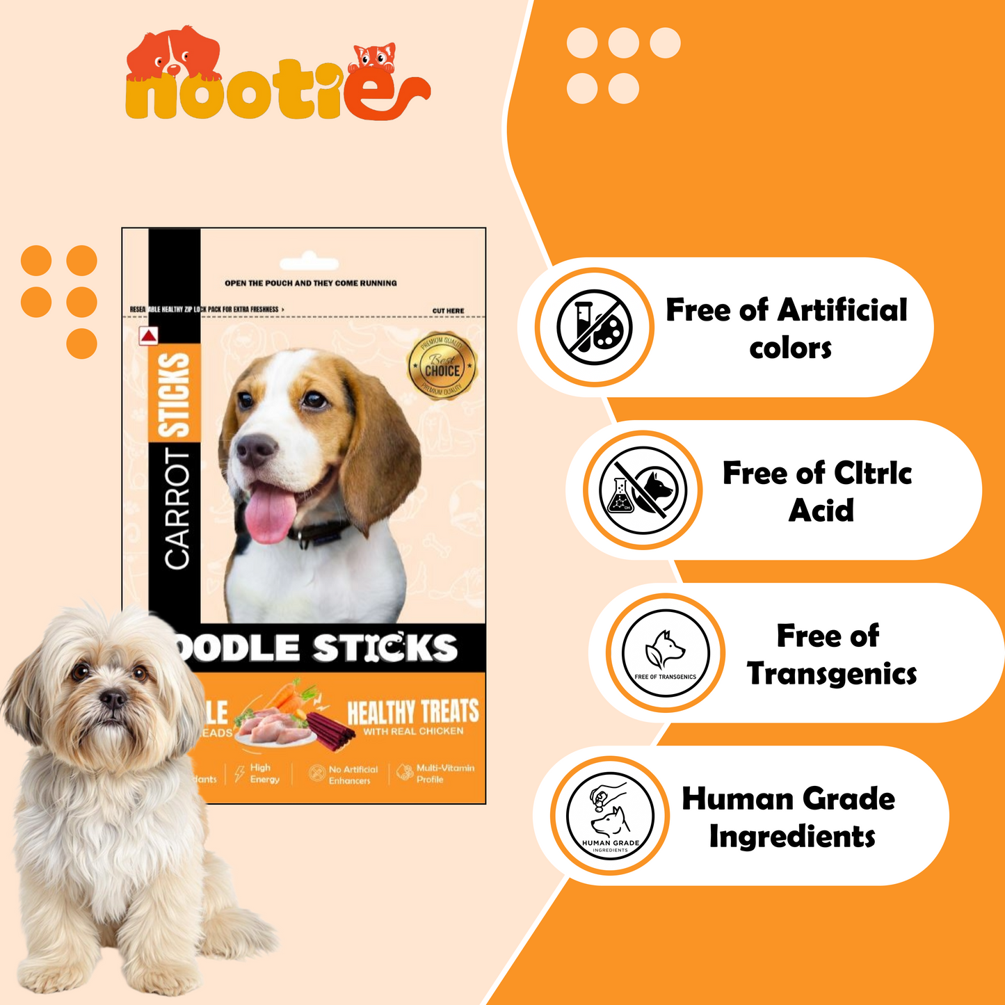 Nootie Doodle Sticks – Real Chicken & Carrot Dog Treats (70g) | Healthy, Collagen-Rich, Gluten-Free Snack for All Breeds