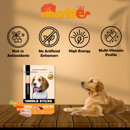 Nootie Doodle Sticks – Real Chicken & Carrot Dog Treats (70g) | Healthy, Collagen-Rich, Gluten-Free Snack for All Breeds