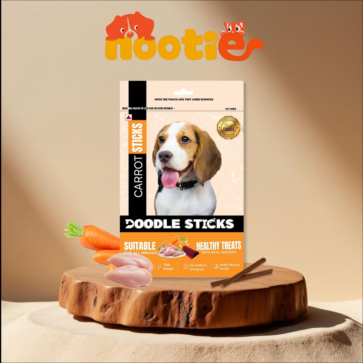 Nootie Doodle Sticks – Real Chicken & Carrot Dog Treats (70g) | Healthy, Collagen-Rich, Gluten-Free Snack for All Breeds