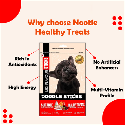 Nootie Doodle Sticks – Real Chicken Mix Dog Treats (70g) | Healthy, Collagen-Rich, Gluten-Free Snack for All Breeds