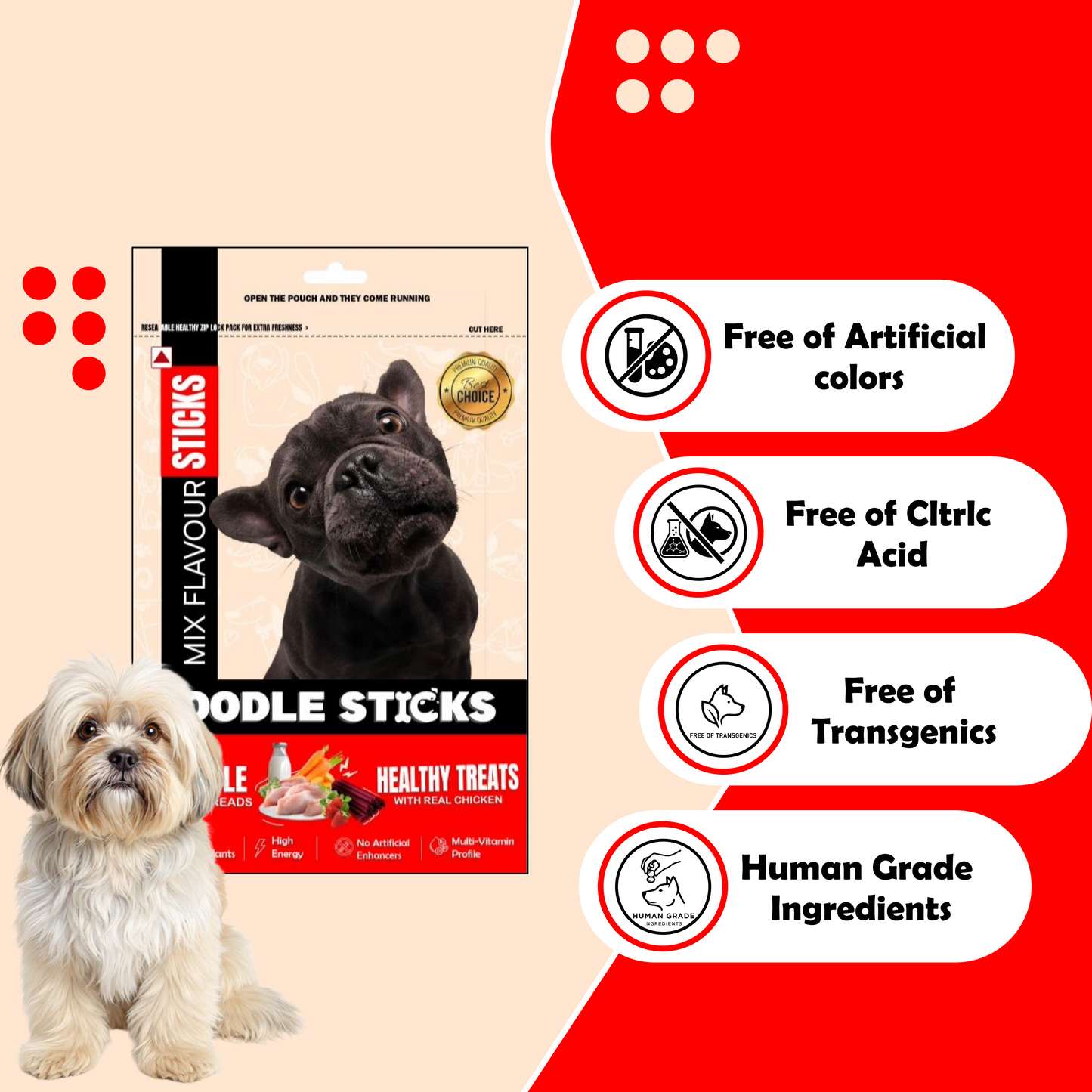 Nootie Doodle Sticks – Real Chicken Mix Dog Treats (70g) | Healthy, Collagen-Rich, Gluten-Free Snack for All Breeds