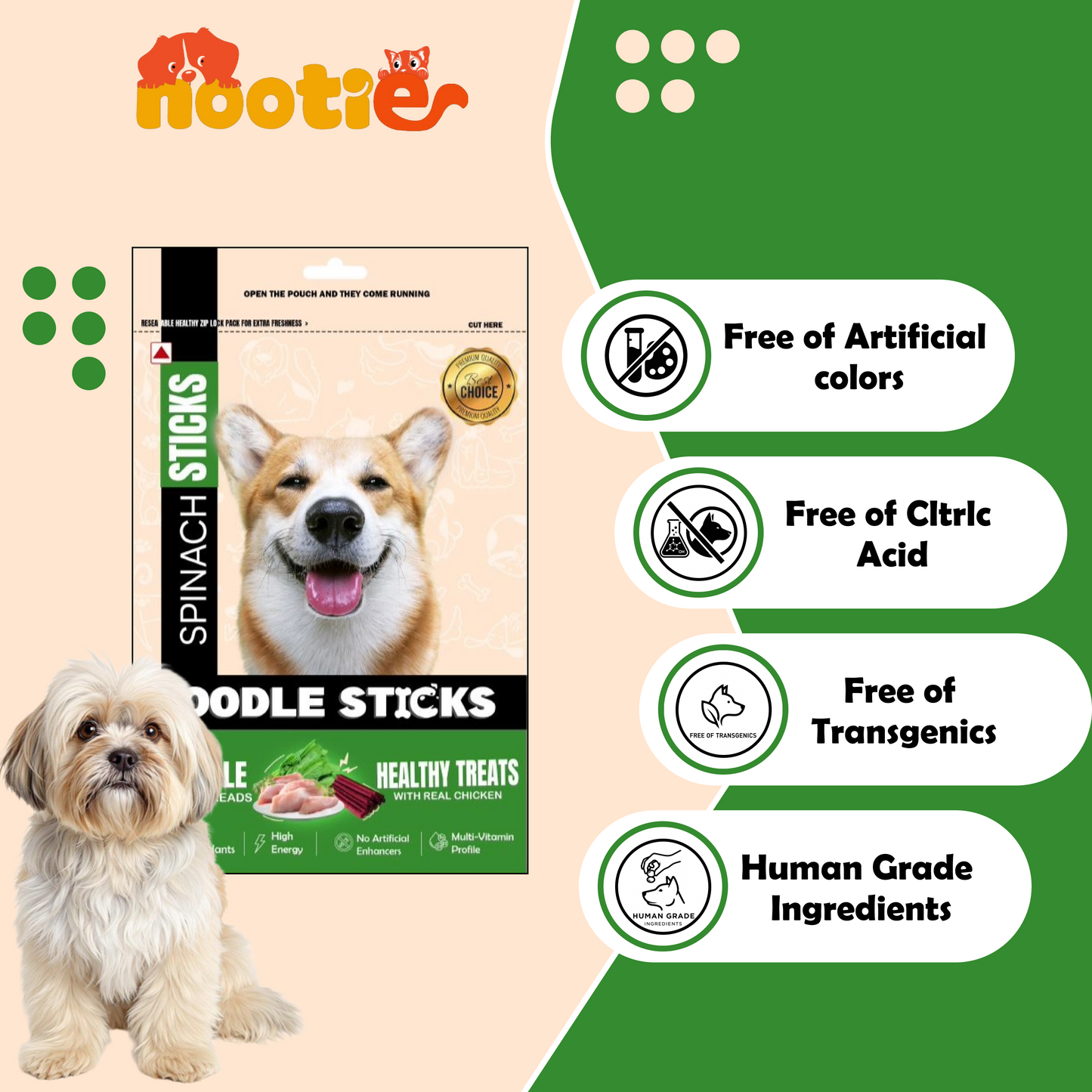 DoodleSticks Suitable for All Breads Healthy Treats with Real Chicken - Spinach Stick 70 Gm