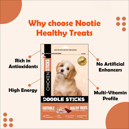 Nootie Doodle Sticks – Real Chicken Dog Treats (70g) | Healthy, Collagen-Rich, Gluten-Free Snack for All Breeds