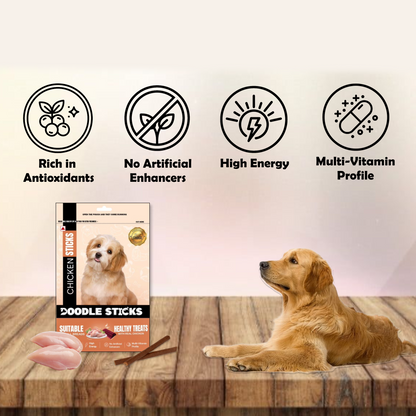 Nootie Doodle Sticks – Real Chicken Dog Treats (70g) | Healthy, Collagen-Rich, Gluten-Free Snack for All Breeds
