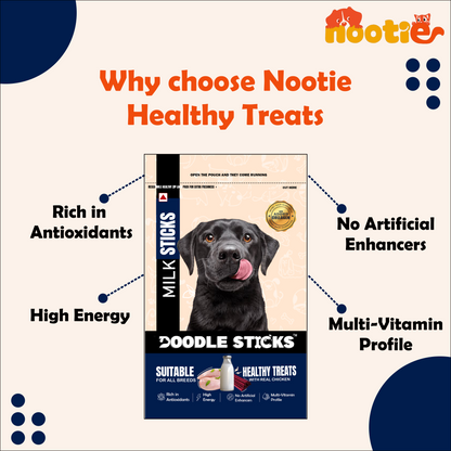 Nootie Doodle Sticks – Real Chicken & Milk Dog Treats (70g) | Healthy, Collagen-Rich, Gluten-Free Snack for All Breeds
