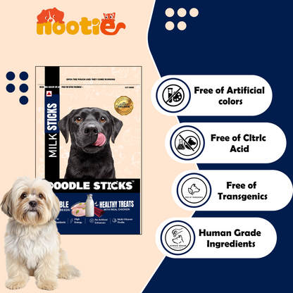 Nootie Doodle Sticks – Real Chicken & Milk Dog Treats (70g) | Healthy, Collagen-Rich, Gluten-Free Snack for All Breeds