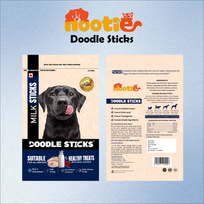 Nootie Doodle Sticks – Real Chicken & Milk Dog Treats (70g) | Healthy, Collagen-Rich, Gluten-Free Snack for All Breeds