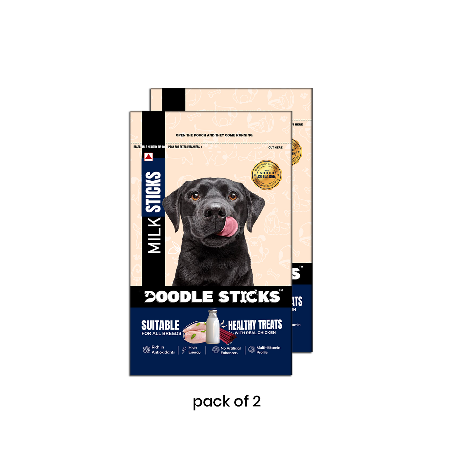 Nootie Doodle Sticks – Real Chicken & Milk Dog Treats (70g) | Healthy, Collagen-Rich, Gluten-Free Snack for All Breeds