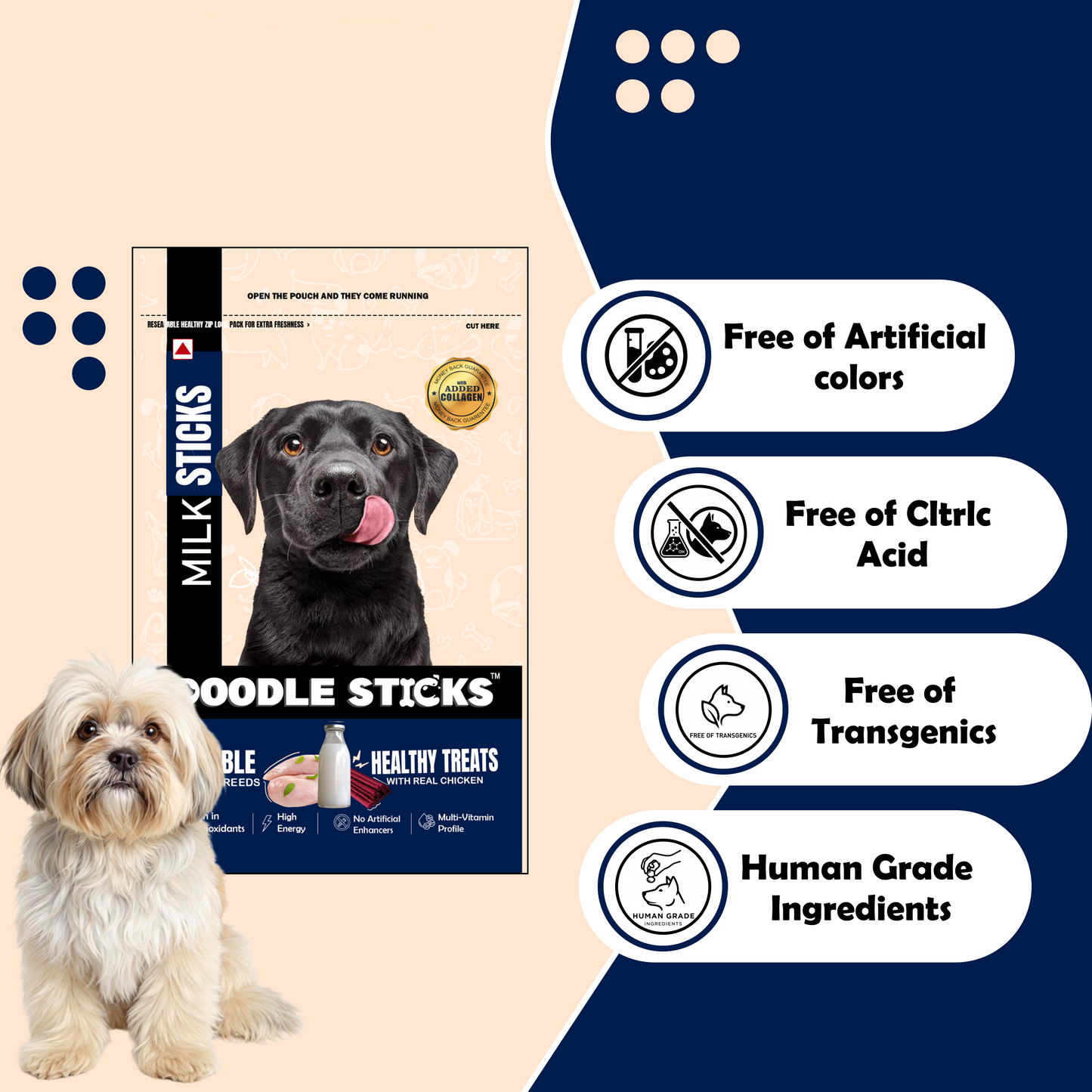 Nootie Doodle Sticks – Real Chicken & Milk Dog Treats (70g) | Healthy, Collagen-Rich, Gluten-Free Snack for All Breeds