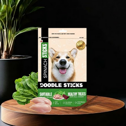 Nootie Doodle Sticks – Real Chicken & Spinach Dog Treats (70 g) | Healthy, Collagen-Rich, Gluten-Free Snack for All Breeds