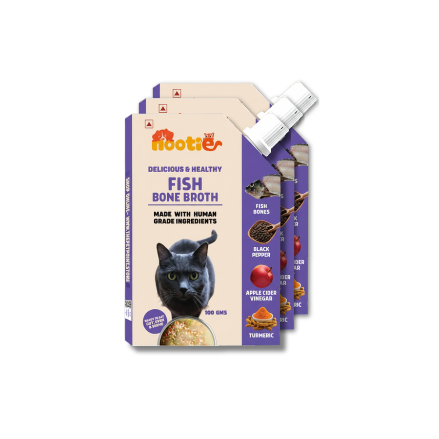 Nootie Natural Fish Broth for Dogs & Cats – 100ml - Nutrient-Rich, Hydrating Meal Topper (Pack of 3)