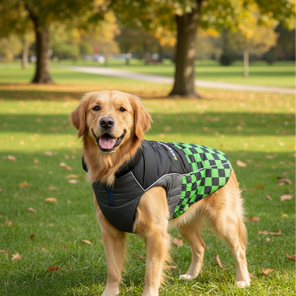 Nootie Dog Winter Jacket – High Neck, Warm & Waterproof Coat for Dogs | Green-Black