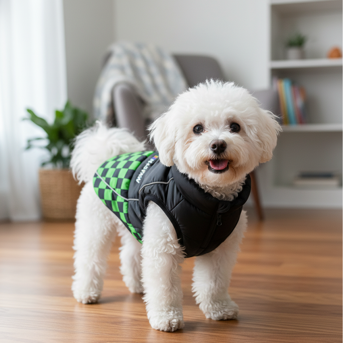 Nootie Dog Winter Jacket – High Neck, Warm & Waterproof Coat for Dogs | Green-Black