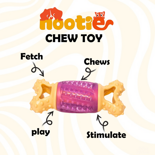 Nootie Dog Toothbrush Toy, Dog Teeth Cleaning Dental Care Natural Rubber Toy-Yellow & Purple