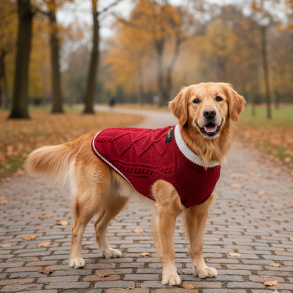 Nootie Dog High Neck Sweater, Red – Stylish Winter Knitwear for All Breeds