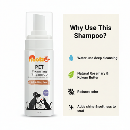 Nootie Pet Foaming Shampoo with Rosemary Oil & Kokum Butter for Dogs & Cats (150 ml) | Soft, Shiny Coat & Gentle Cleansing