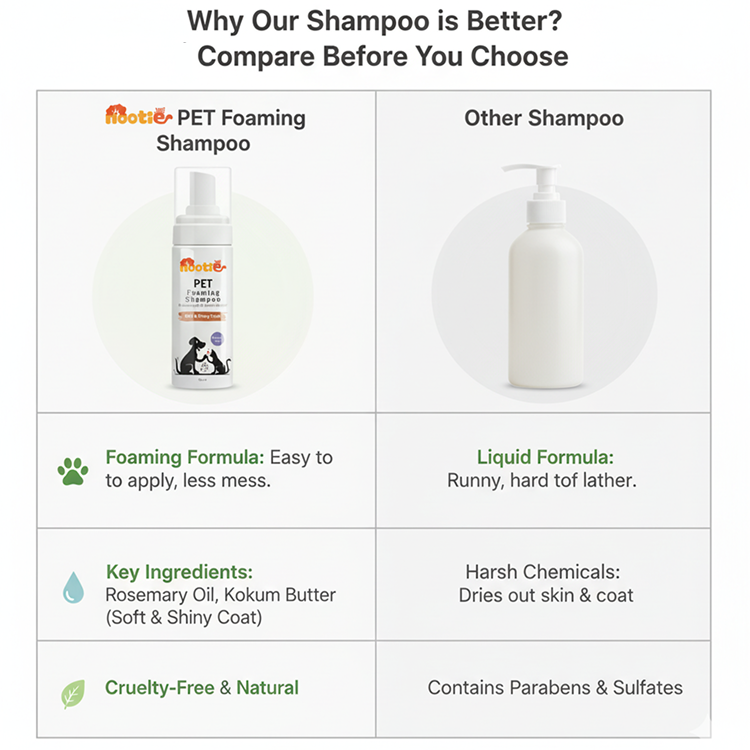 Nootie Pet Foaming Shampoo with Rosemary Oil & Kokum Butter for Dogs & Cats (150 ml) | Soft, Shiny Coat & Gentle Cleansing