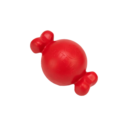 Nootie Hard Rubber Toy for Dog Durable, Non-Toxic Chew Toy for Dogs, Great for Playing, Teething, Chewing & Training, Red (Toffee, Large)