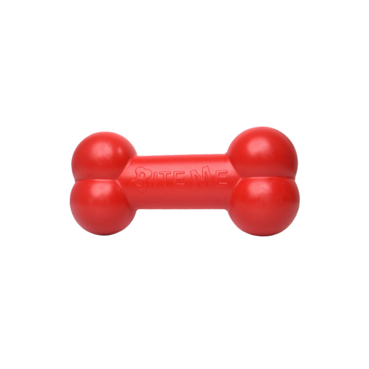 Nootie Hard Rubber Toy for Dog Durable, Non-Toxic Chew Toy for Dogs, Great for Playing, Teething, Chewing & Training, Red (Bone, Large)