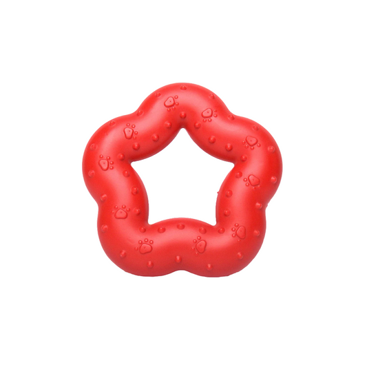 Nootie Hard Rubber Toy for Dog Durable, Non-Toxic Chew Toy for Dogs, Great for Playing, Teething, Chewing & Training, Red (Star Ring, Large)