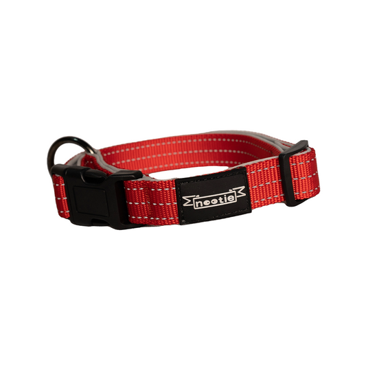 Nootie Plush Padded Collar Red Color with Grey Detailing