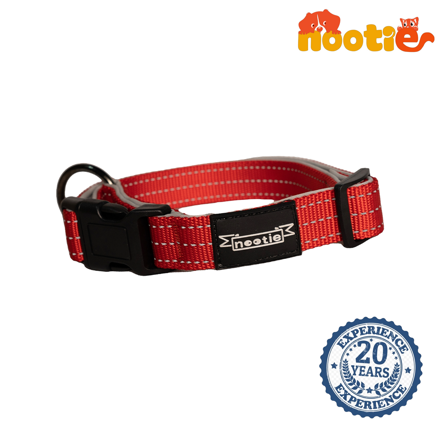 Nootie Plush Padded Collar – Grey with Blue Detailing | Adjustable, Durable & Comfortable for All Breeds (Copy)
