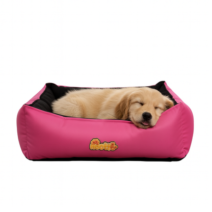 Nootie Sofa Basket Bed for Dogs & Cats – Small (22" x 17" x 6") | Velvet Interior, Mat Exterior, Washable & Scratch-Resistant (Pink)