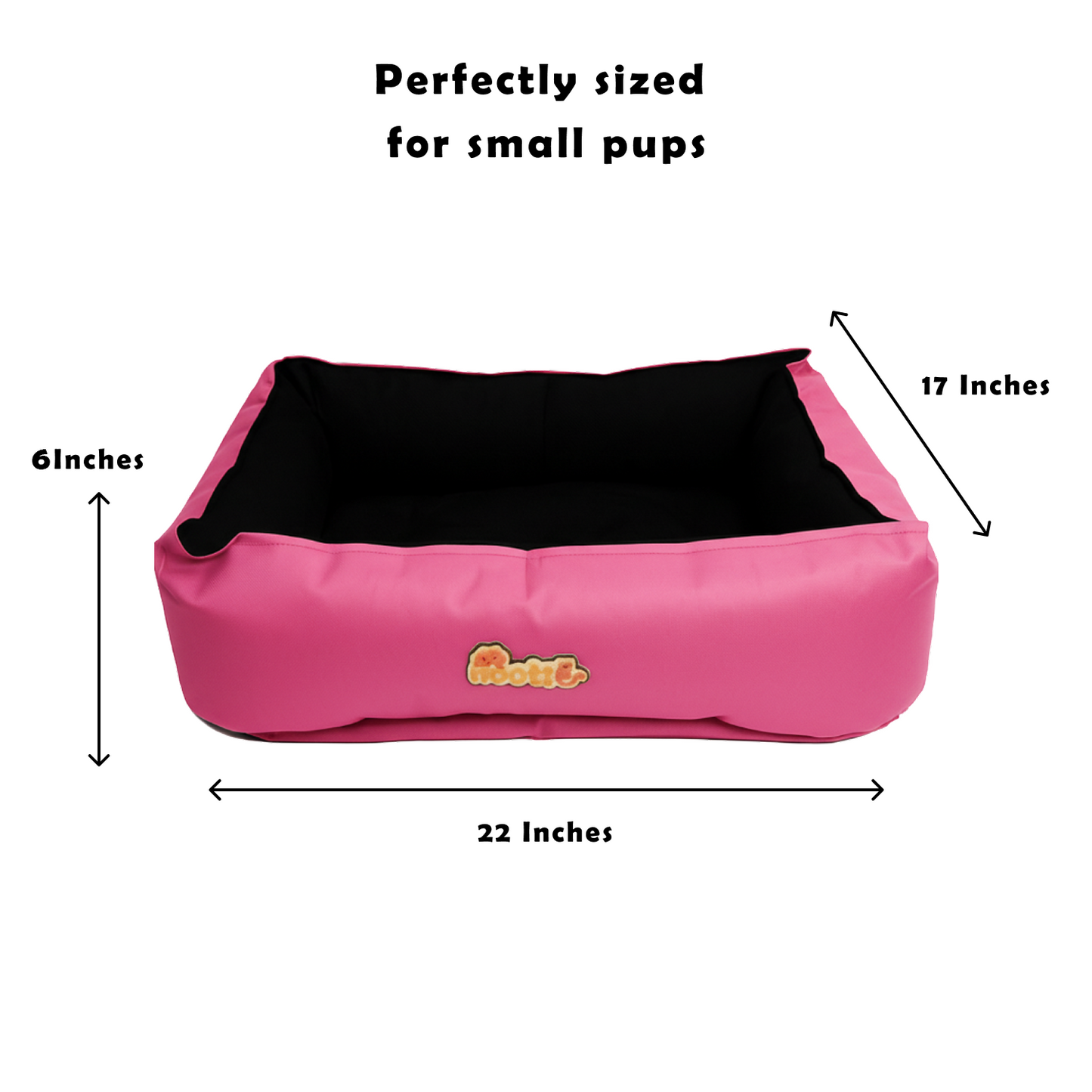 Nootie Sofa Basket Bed for Dogs & Cats – Small (22" x 17" x 6") | Velvet Interior, Mat Exterior, Washable & Scratch-Resistant (Pink)