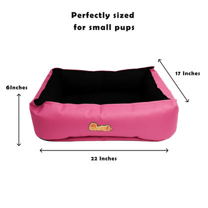 Nootie Sofa Basket Bed for Dogs & Cats – Small (22" x 17" x 6") | Velvet Interior, Mat Exterior, Washable & Scratch-Resistant (Pink)