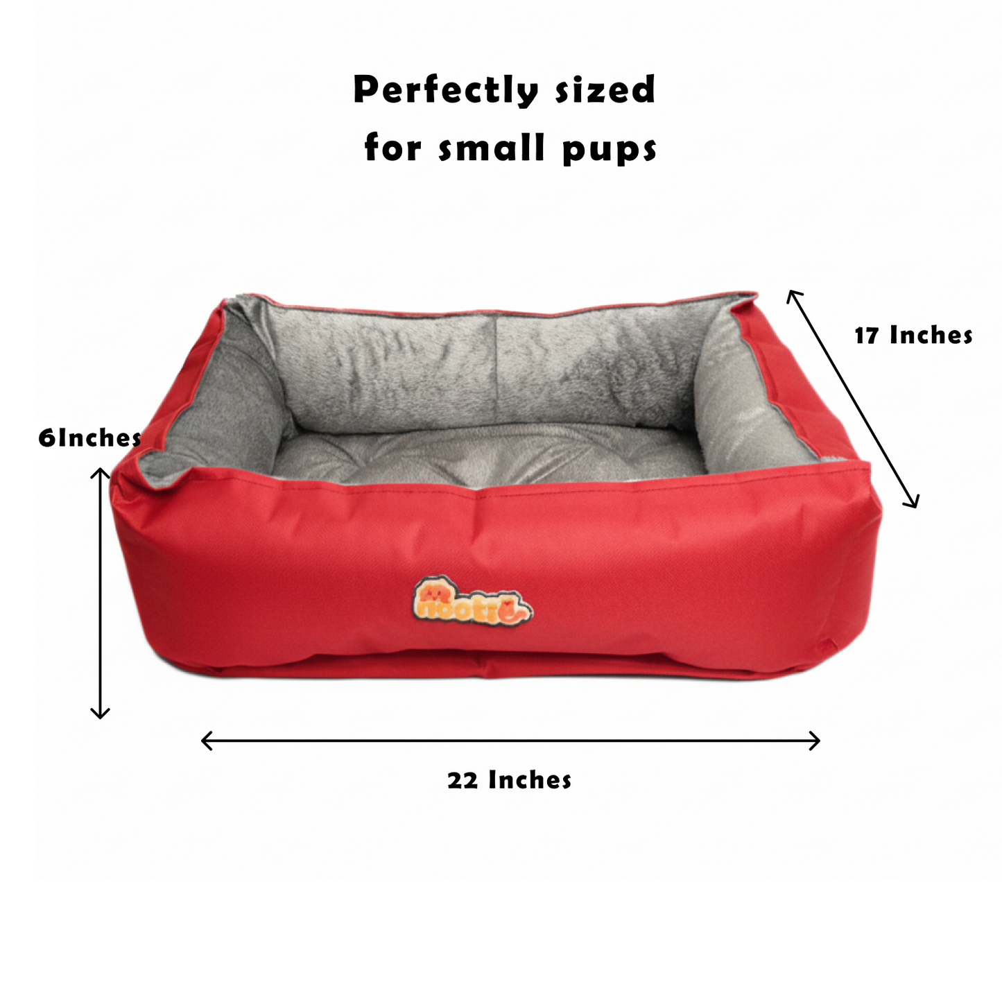 Nootie Sofa Basket Bed for Dogs & Cats – Small (22" x 17" x 6") | Velvet Interior, Mat Exterior, Washable & Scratch-Resistant (Pink)