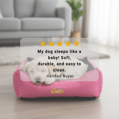 Nootie Sofa Basket Bed for Dogs & Cats – Small (22" x 17" x 6") | Velvet Interior, Mat Exterior, Washable & Scratch-Resistant (Pink)