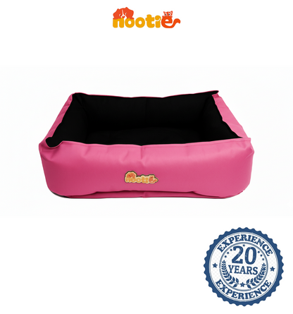 Nootie Sofa Basket Bed for Dogs & Cats – Small (22" x 17" x 6") | Velvet Interior, Mat Exterior, Washable & Scratch-Resistant (Pink)