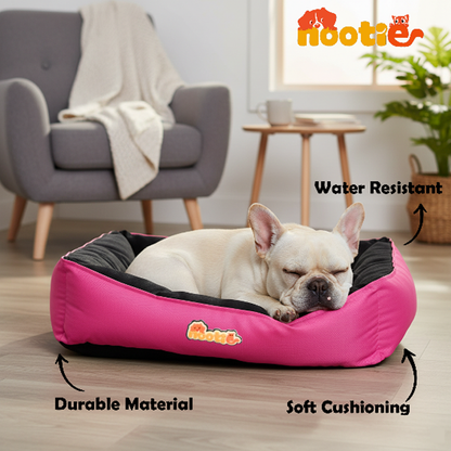 Nootie Sofa Basket Bed for Dogs & Cats – Small (22" x 17" x 6") | Velvet Interior, Mat Exterior, Washable & Scratch-Resistant (Pink)