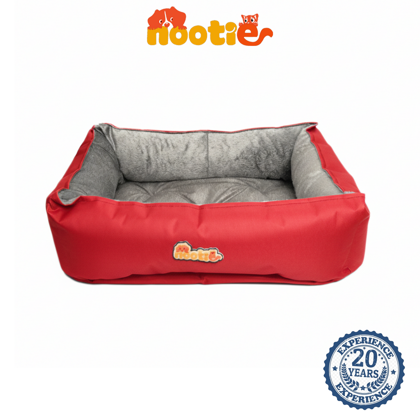 Nootie Sofa Basket Bed for Dogs & Cats – Small (22" x 17" x 6") | Velvet Interior, Mat Exterior, Washable & Scratch-Resistant (Pink)