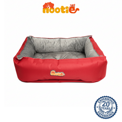 Nootie Sofa Basket Bed for Dogs & Cats – Small (22" x 17" x 6") | Velvet Interior, Mat Exterior, Washable & Scratch-Resistant (Pink)