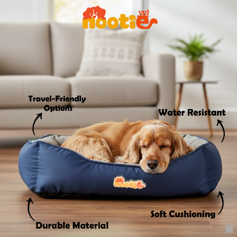 Nootie Sofa Basket Bed for Dogs & Cats – Small (22" x 17" x 6") | Velvet Interior, Mat Exterior, Washable & Scratch-Resistant (Pink)