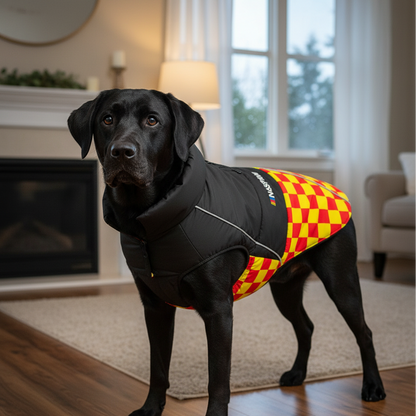 Nootie Dog Winter Jacket – High Neck, Warm & Waterproof Coat for Dogs, Red-Yellow