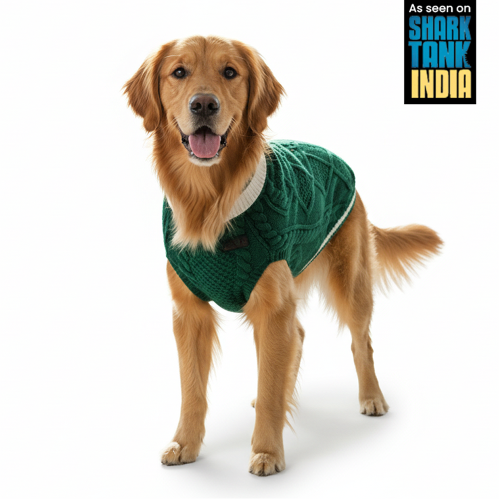 Nootie Dog High Neck Sweater, Green – Stylish Winter Knitwear for All Breeds