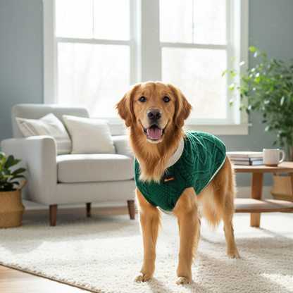 Nootie Dog High Neck Sweater, Green – Stylish Winter Knitwear for All Breeds
