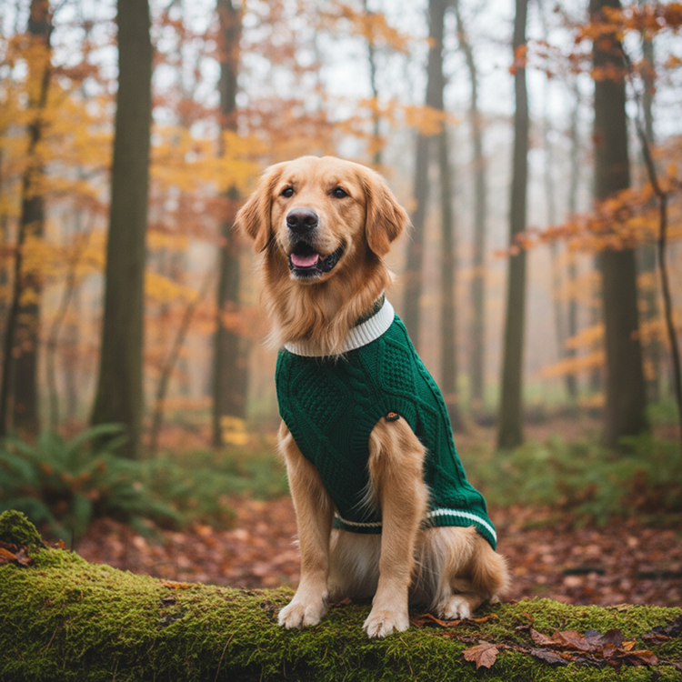Nootie Dog High Neck Sweater, Green – Stylish Winter Knitwear for All Breeds