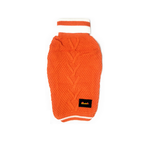 Nootie Dog High Neck Sweater, Orange – Stylish Winter Knitwear for All Breeds