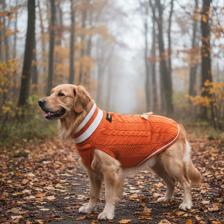 Nootie Dog High Neck Sweater, Orange – Stylish Winter Knitwear for All Breeds