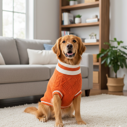 Nootie Dog High Neck Sweater, Orange – Stylish Winter Knitwear for All Breeds