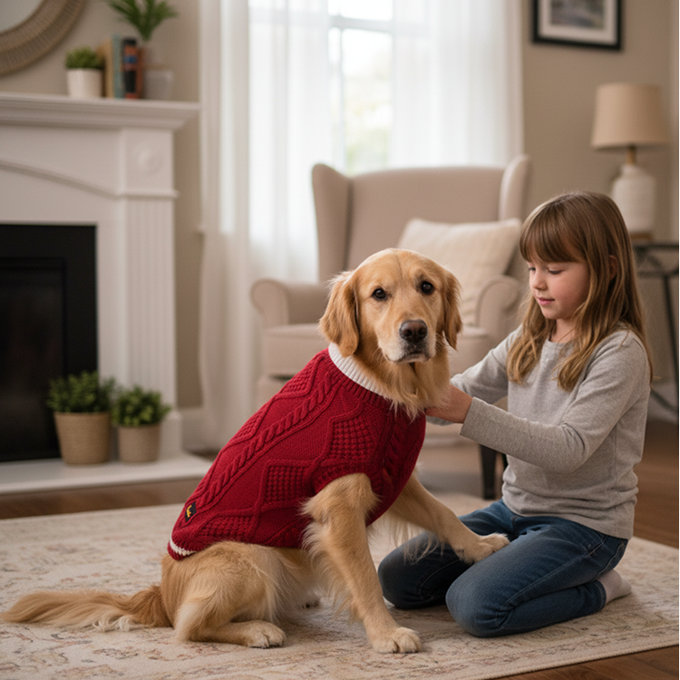 Nootie Dog High Neck Sweater, Red – Stylish Winter Knitwear for All Breeds